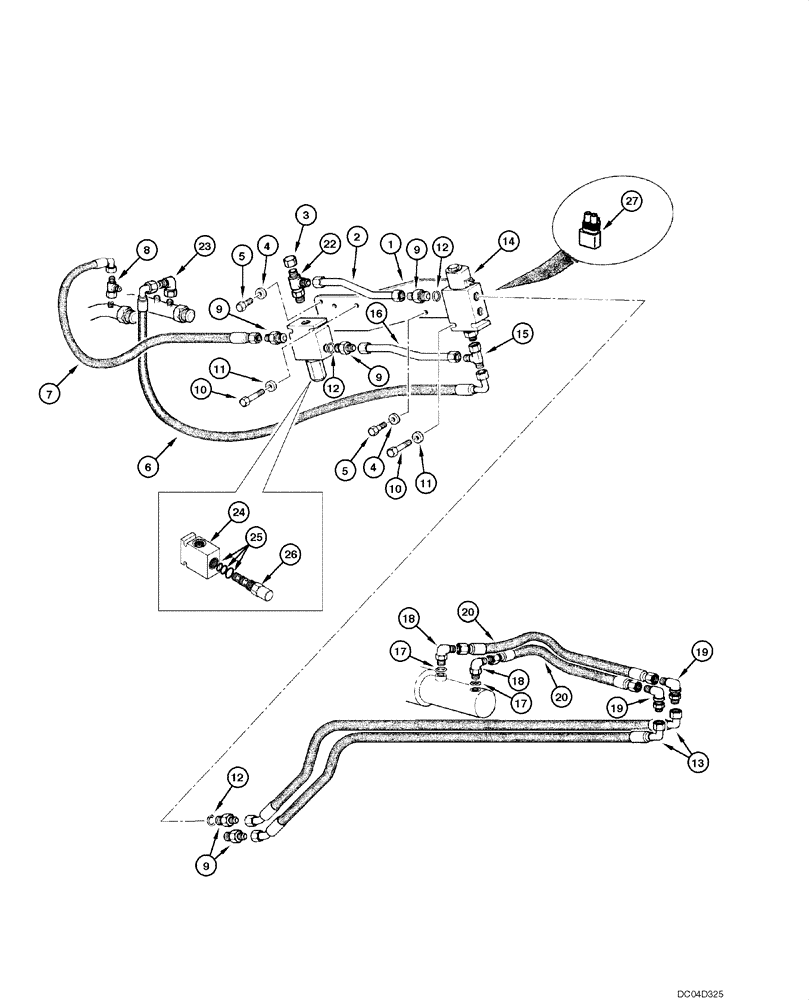 Схема запчастей Case 865 - (08.10[00]) - BLADE HYDRAULIC CIRCUIT - LOCK (3 HOLES) (08) - HYDRAULICS