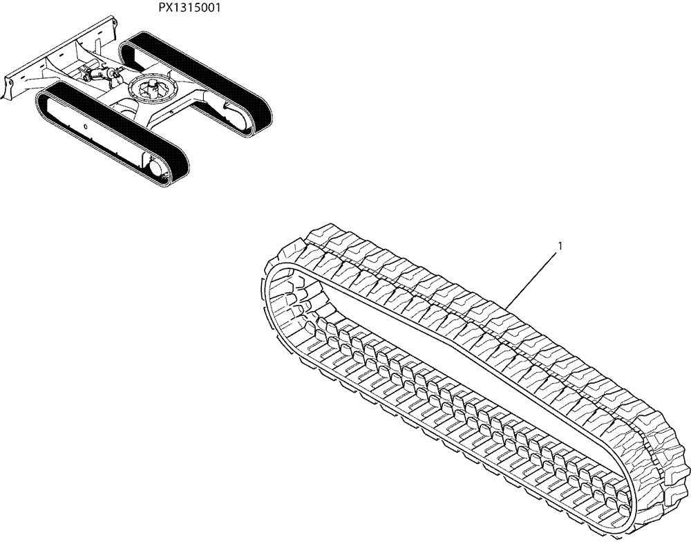 Схема запчастей Case CX36B - (02-010) - SHOE ASSY, P/N PX61D00022F1 (48) - TRACKS & TRACK SUSPENSION