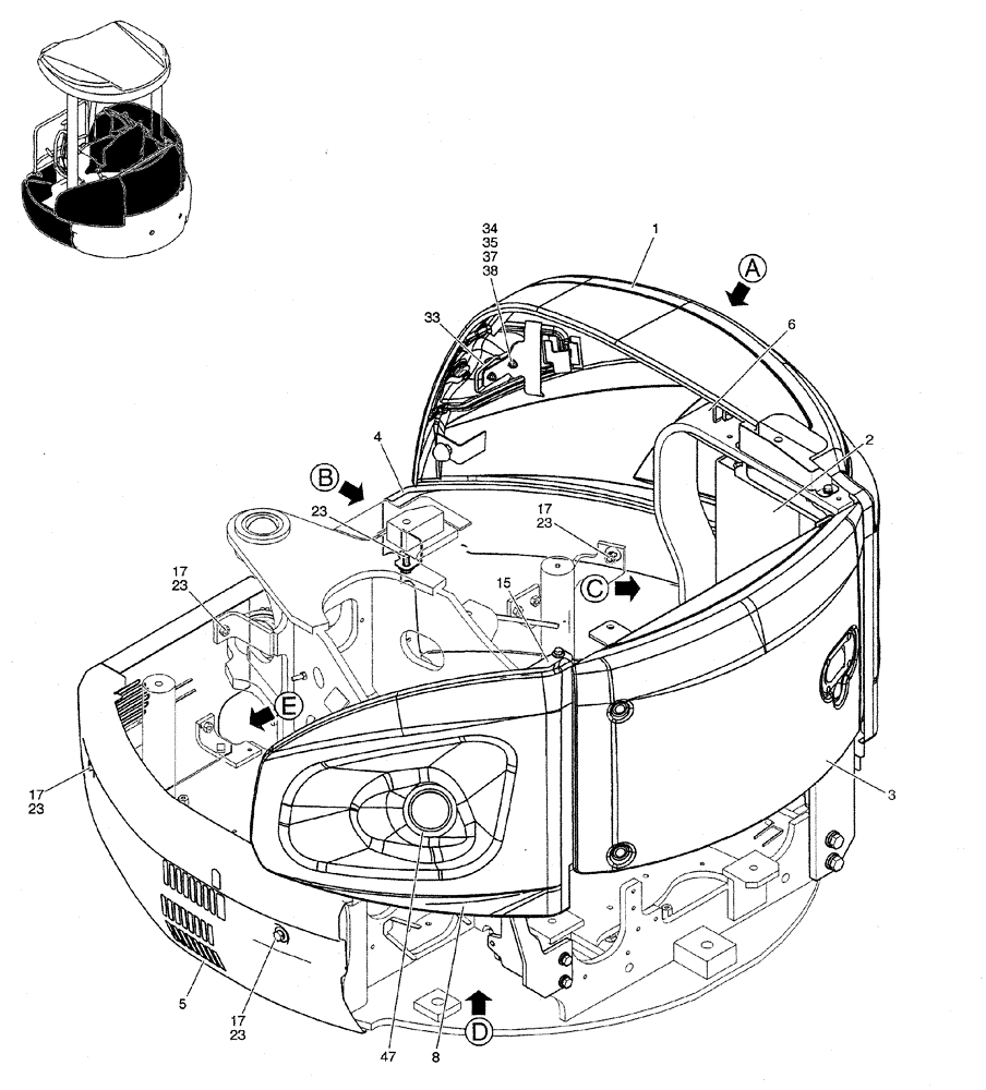 Схема запчастей Case CX27B PV13 - (01-063) - GUARD INSTAL (CANOPY) (05) - SUPERSTRUCTURE