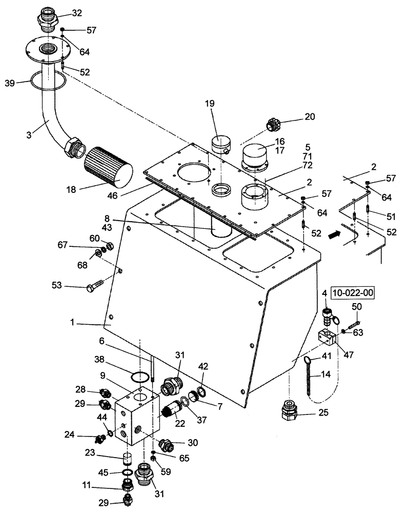 Схема запчастей Case SV216 - (10-001-00[01]) - HYDRAULIC RESERVOIR - IF USED (08) - HYDRAULICS