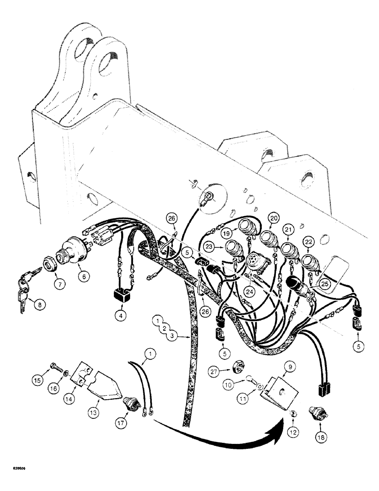 Схема запчастей Case W4 - (052) - MAIN HARNESS AND INSTRUMENTS (04) - ELECTRICAL SYSTEMS