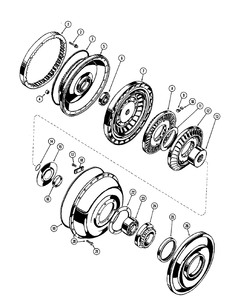 Схема запчастей Case W10 - (070) - TORQUE CONVERTER, USED PRIOR TO TRANS. SER. NO. 39647 (06) - POWER TRAIN