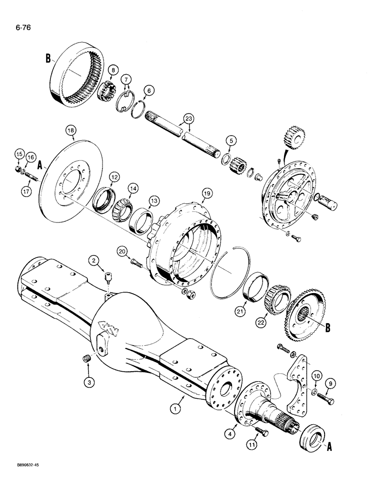 Схема запчастей Case 721 - (6-76) - AXLE HOUSING AND PLANETARY (06) - POWER TRAIN