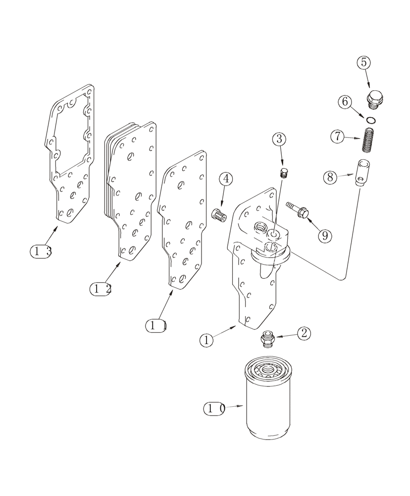 Схема запчастей Case 521D - (02-18) - FILTER AND COOLER - OIL (02) - ENGINE