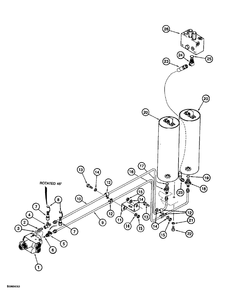 Схема запчастей Case 721B - (7-11A) - 232531A1 MAIN BRAKE HYDRAULIC CIRCUIT, ACCUMULATOR VALVE TO PRESSURE, REDUCING VALVE PRESSURE PORT (07) - BRAKES