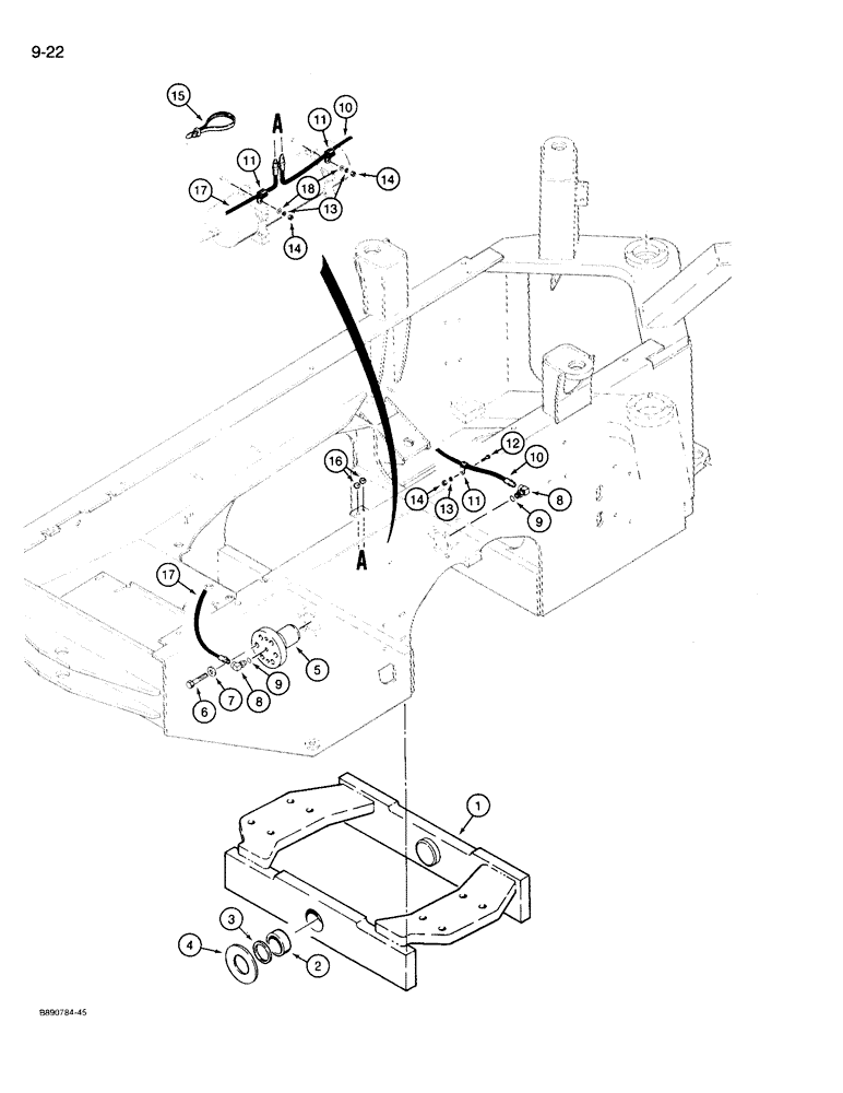 Схема запчастей Case 721 - (9-022) - TRUNNION AND LUBRICATION LINES (09) - CHASSIS/ATTACHMENTS