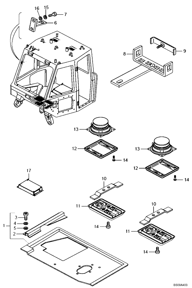 Схема запчастей Case 327B - (51A00001652[001]) - SPEAKERS & ACCESSORIES, CAB (P.I.N. HHD0327BN7PG57000 AND AFTER) (84191321) (10) - Cab/Cowlings