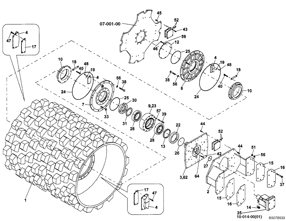 Схема запчастей Case SV212 - (12-011-00[01]) - CHASSIS - PAD FOOT DRUM (GROUP 12) (ND122692) (09) - CHASSIS/ATTACHMENTS