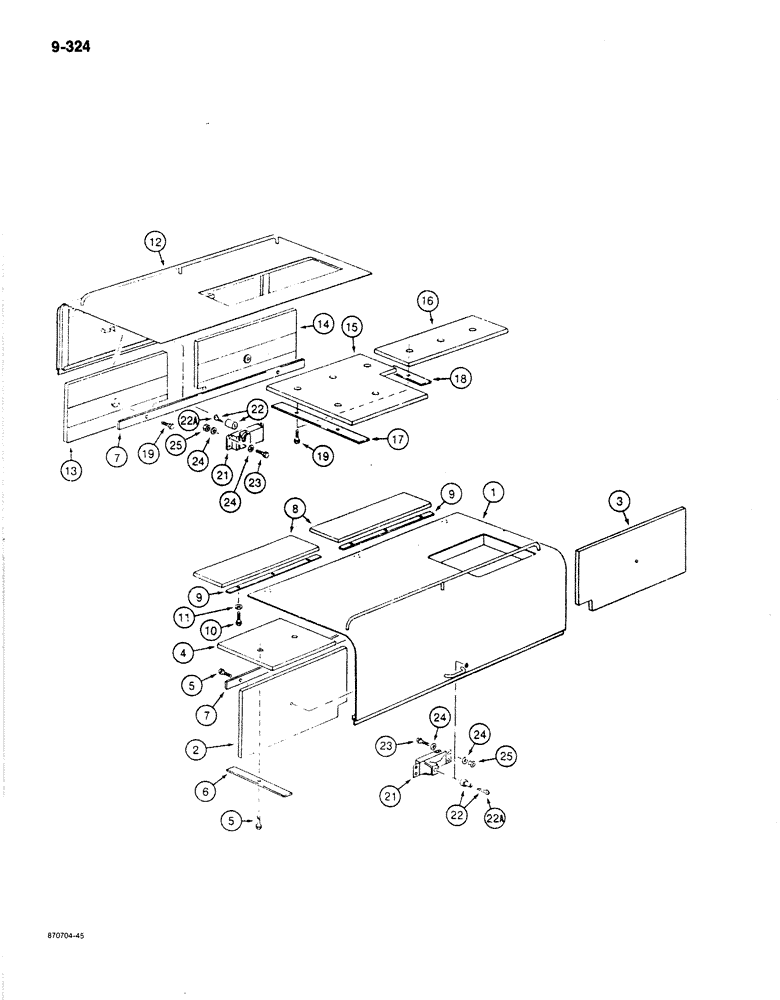 Схема запчастей Case 170B - (9-324) - SIDE ACCESS COVERS, P.I.N. 74341 THROUGH 74456 (09) - CHASSIS