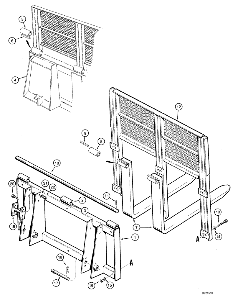 Схема запчастей Case 1840 - (09-13) - PALLET FORK, BRICK GUARD AND LOADER ATTACHMENT BAR (MODELS WITH PINNED COUPLER) (09) - CHASSIS/ATTACHMENTS