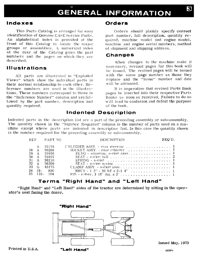 Схема запчастей Case 300 - (003) - GENERAL INFORMATION (00) - GENERAL