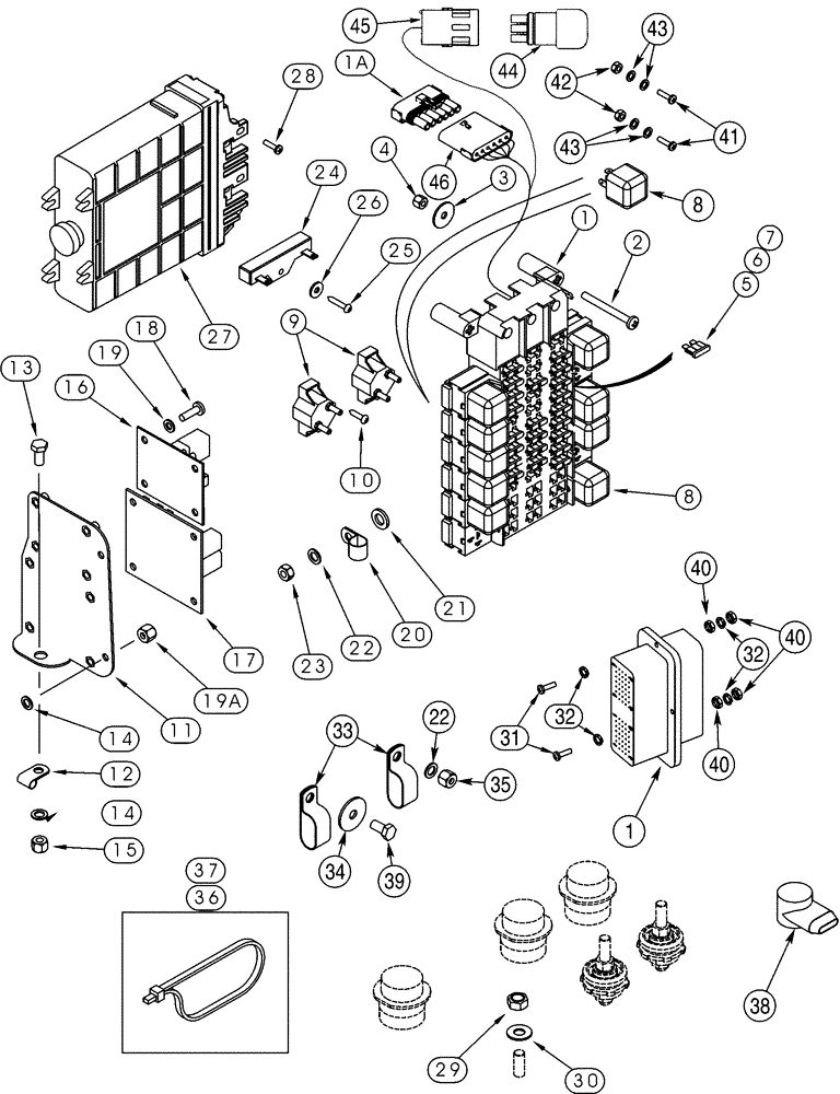 Схема запчастей Case 521D - (04-13) - HARNESS - CANOPY, MAIN (POWER DISTRIBUTION CENTER) (04) - ELECTRICAL SYSTEMS