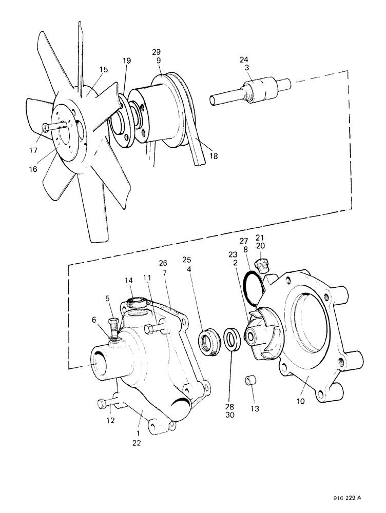 Схема запчастей Case 580F - (010) - ENGINE WATER PUMP, UP TO NO 130914, DC AND 146995, TC (10) - ENGINE