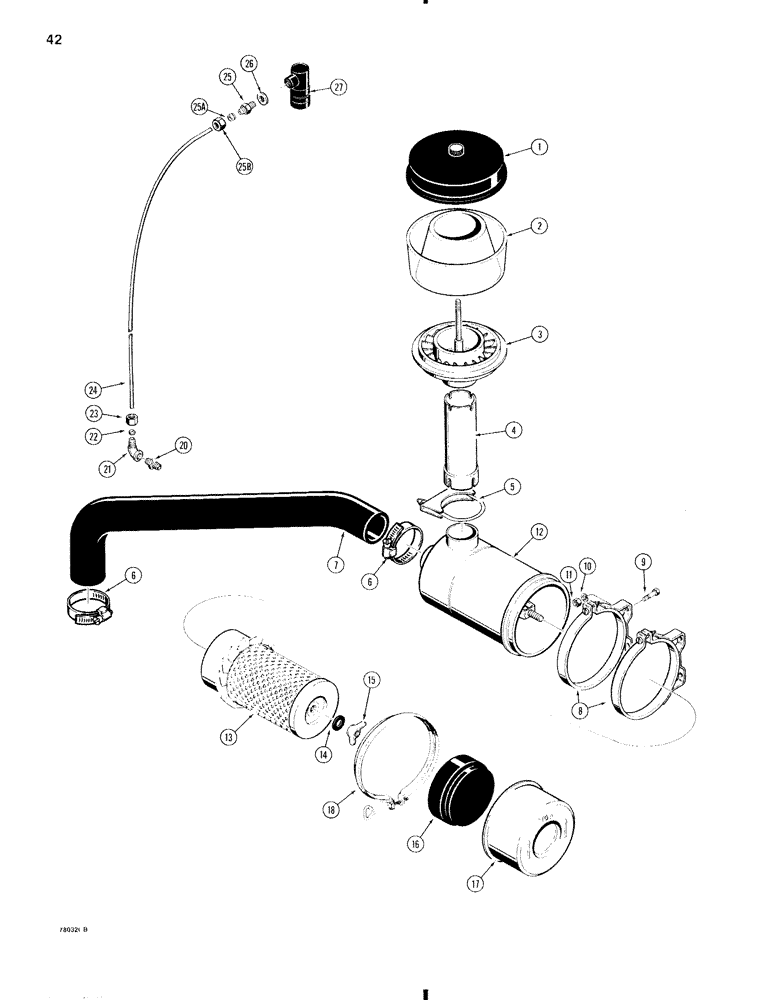 Схема запчастей Case W11 - (042) - AIR CLEANER AND AIR INTAKE PARTS (02) - ENGINE