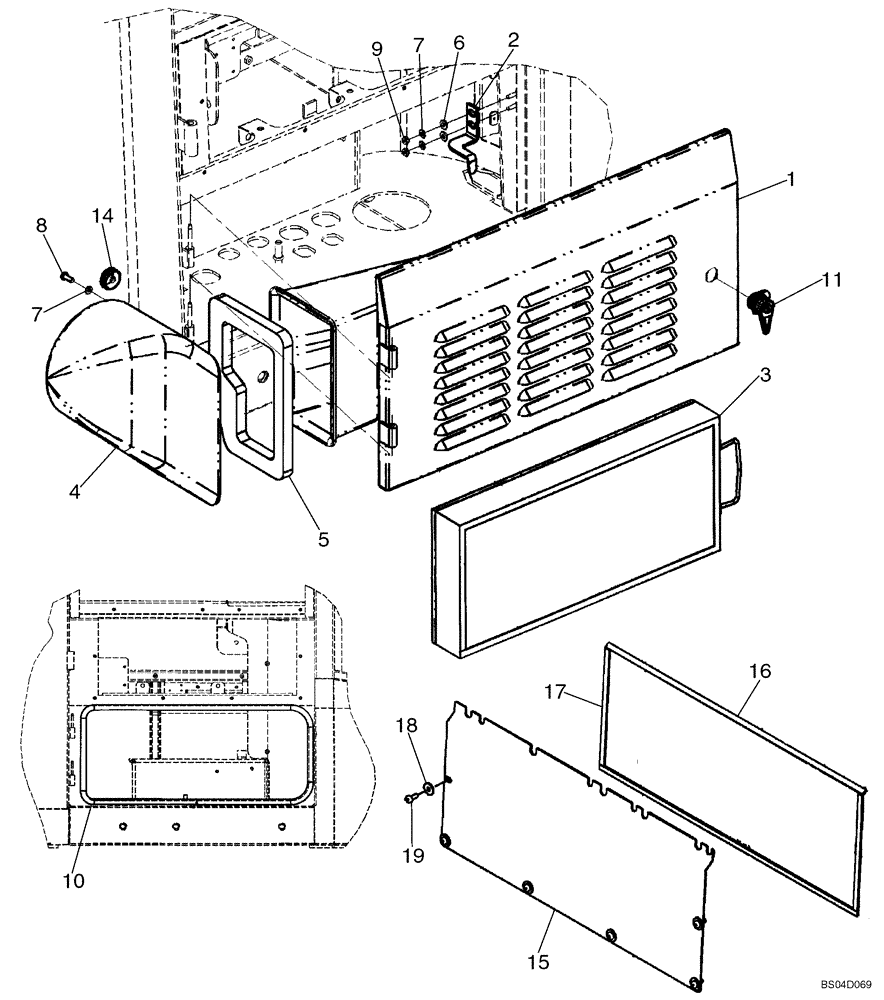 Схема запчастей Case 521D - (09-36C) - CAB - RIGHT SIDE ACCESS AND FILTER (09) - CHASSIS