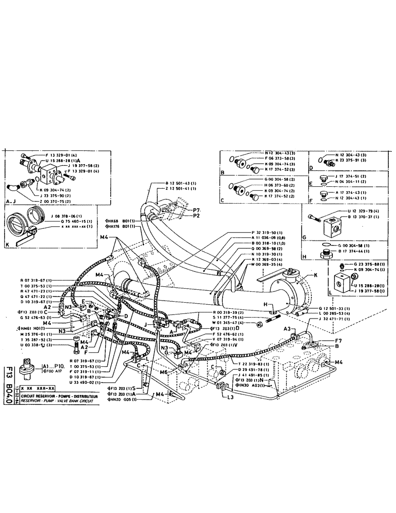 Схема запчастей Case 220 - (102) - RESERVOIR-PUMP-VALVE BANK CIRCUIT (07) - HYDRAULIC SYSTEM