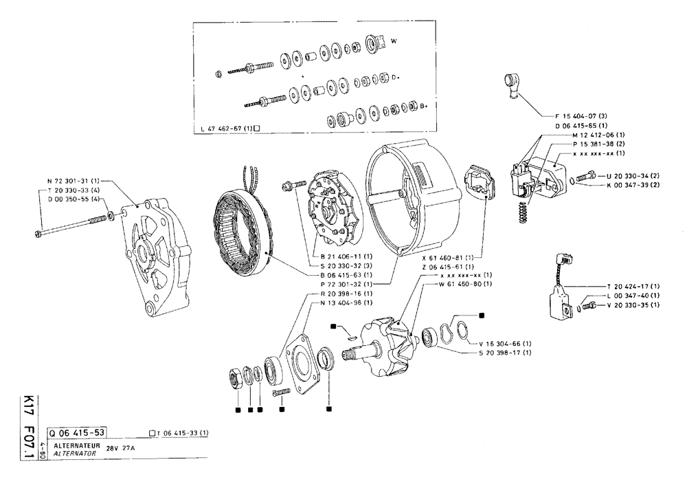 Схема запчастей Case 75C - (K17 F07.1) - ALTERNATOR - 28V 27A (06) - ELECTRICAL SYSTEMS