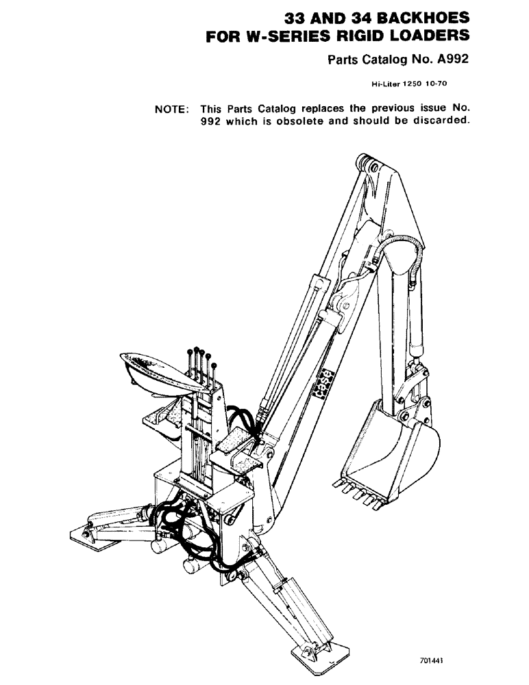 Схема запчастей Case 33 - (001) - 33 AND 34 BACKHOES FOR W-SERIES RIGID LOADERS 