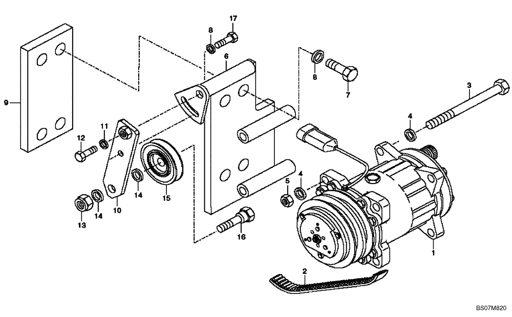 Схема запчастей Case 325 - (5.665[03A]) - AIR CONDITIONER COMPRESSOR ATTACHING GROUP (87458289) (10) - Cab/Cowlings