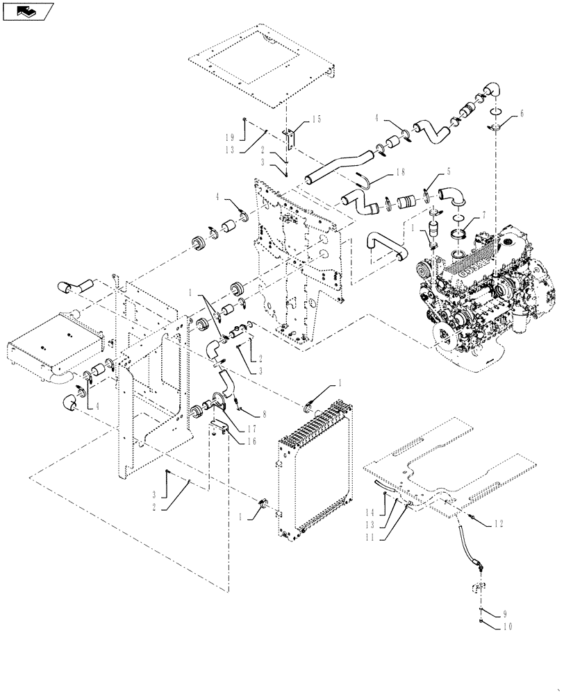 Схема запчастей Case 1121F - (10.400.02) - ENGINE COOLING HARDWARE (10) - ENGINE