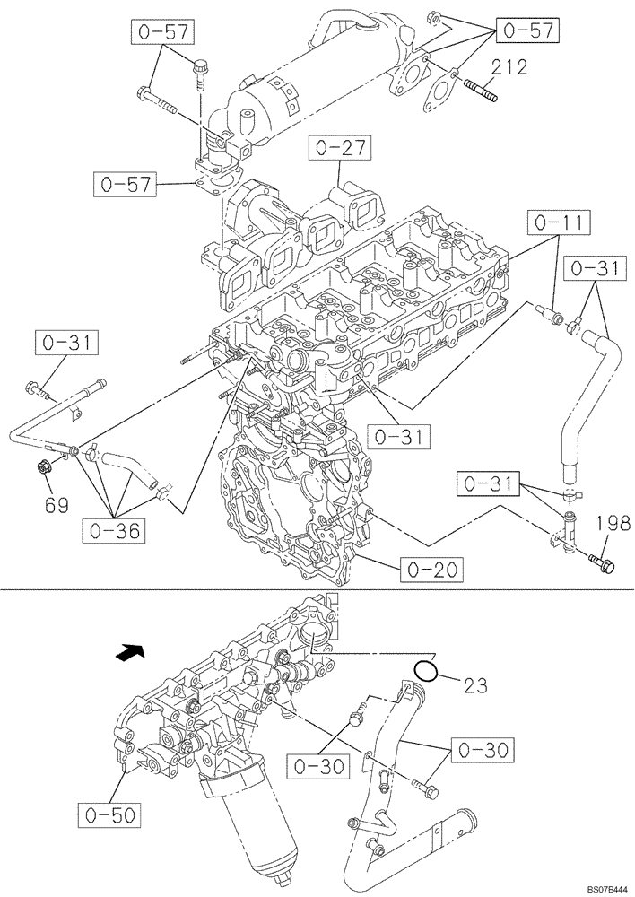 Схема запчастей Case CX160B - (02-26) - ENGINE WATER CIRCUIT (02) - ENGINE