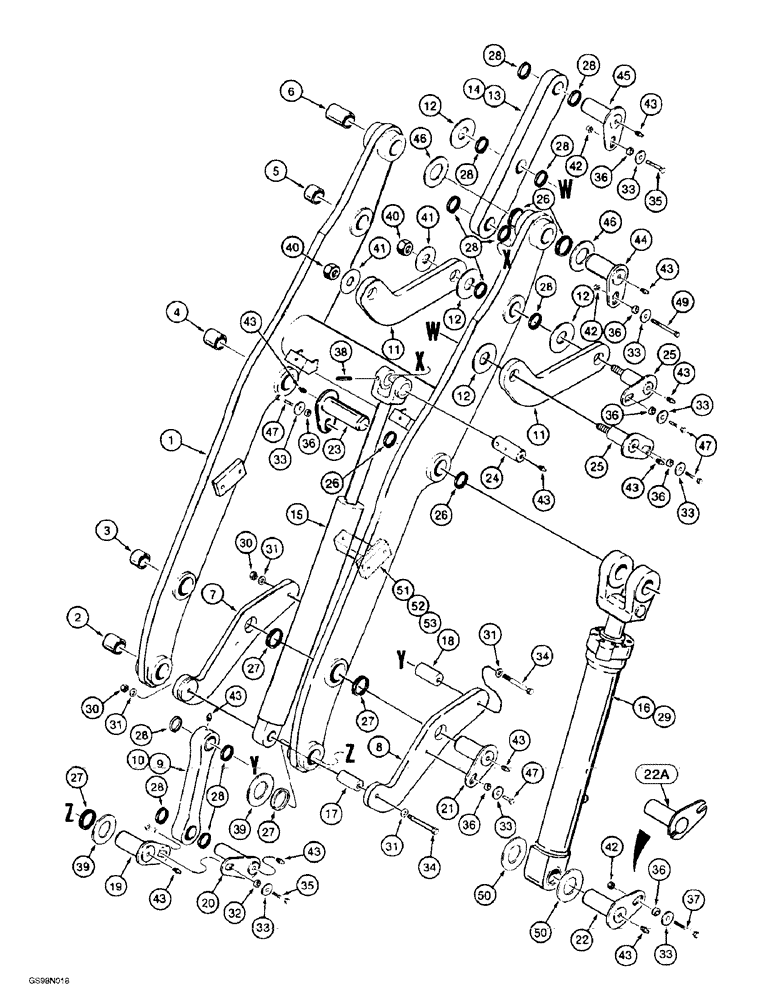 Схема запчастей Case 621B - (9-012) - LOADER LIFT FRAME AND LINKAGE, XT LOADER (09) - CHASSIS/ATTACHMENTS