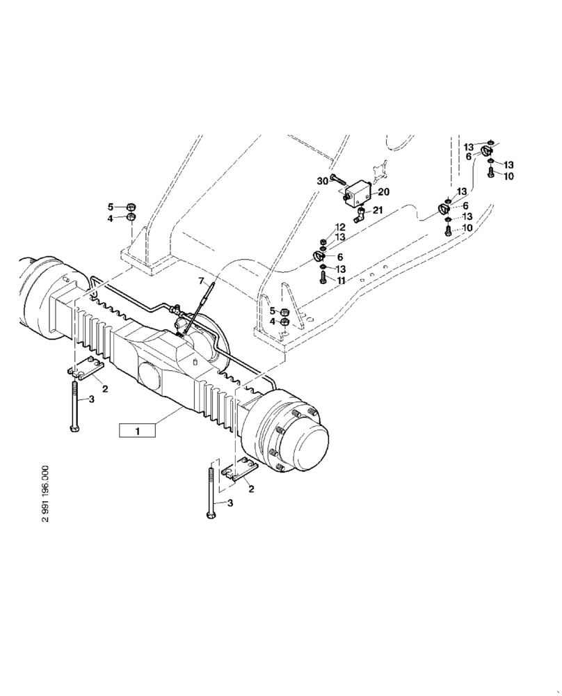 Схема запчастей Case 321E - (02.110[2991196000]) - FRONT AXLE FAST GEAR SELF-LOCKING 35 KM/H (25) - FRONT AXLE SYSTEM