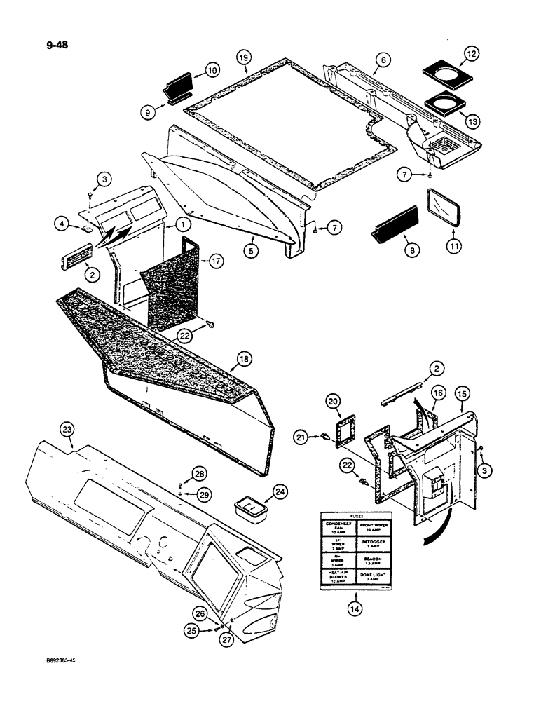 Схема запчастей Case W14C - (9-48) - CAB INTERIOR COVERS (09) - CHASSIS/ATTACHMENTS