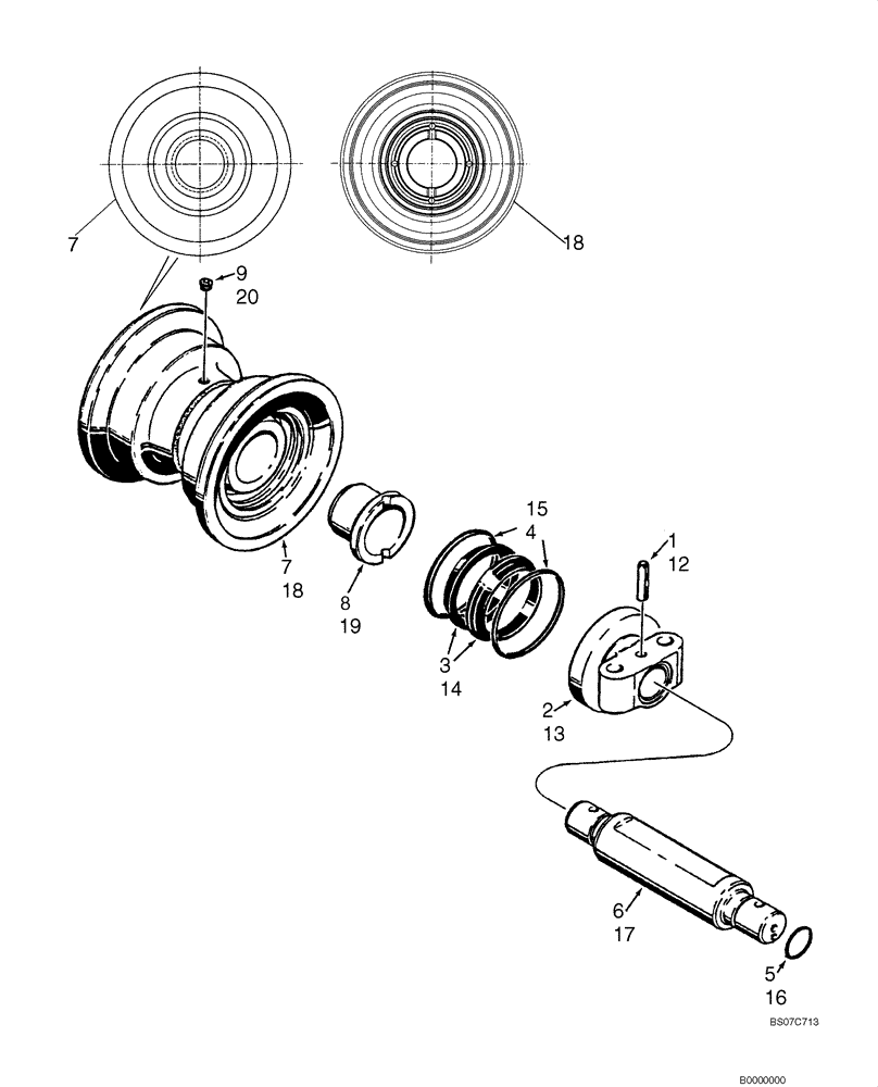 Схема запчастей Case 1150K - (05-06) - TRACK ROLLER (11) - TRACKS/STEERING