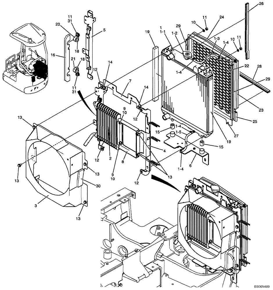 Схема запчастей Case CX17B - (01-007[00]) - RADIATOR ASSY (PU05P00015F1) (10) - ENGINE