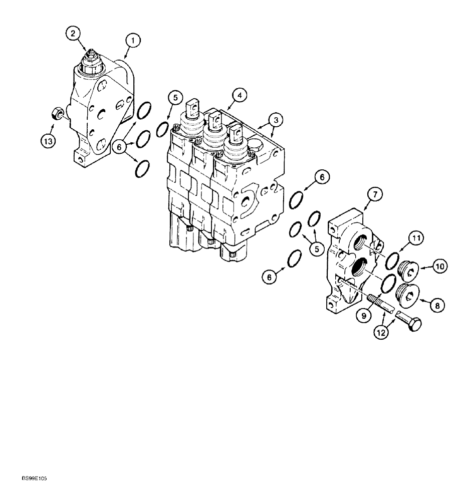 Схема запчастей Case 550G - (8-35A) - THREE SPOOL CONTROL VALVE (07) - HYDRAULIC SYSTEM