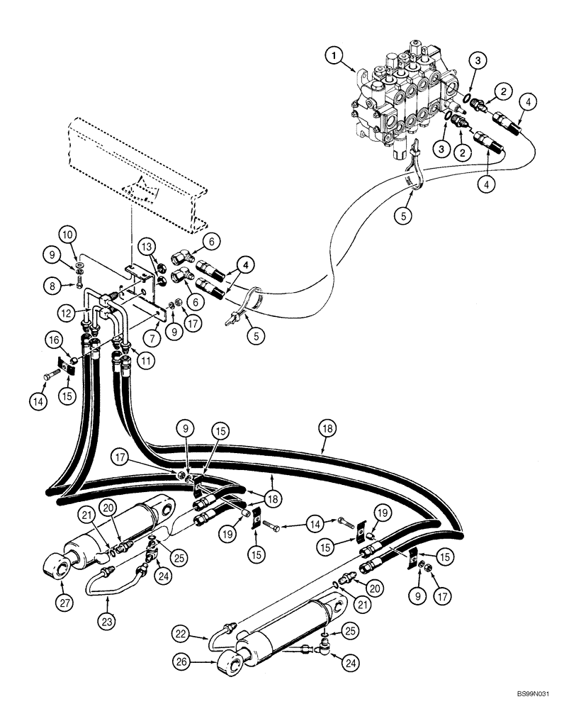 Схема запчастей Case 1150H_IND - (08-11) - HYDRAULICS - RIPPER CIRCUIT (08) - HYDRAULICS