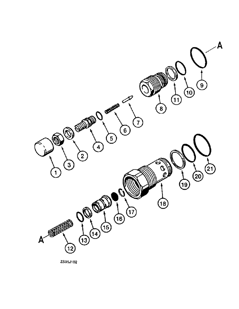 Схема запчастей Case 550E - (8-38) - MAIN RELIEF VALVE (08) - HYDRAULICS