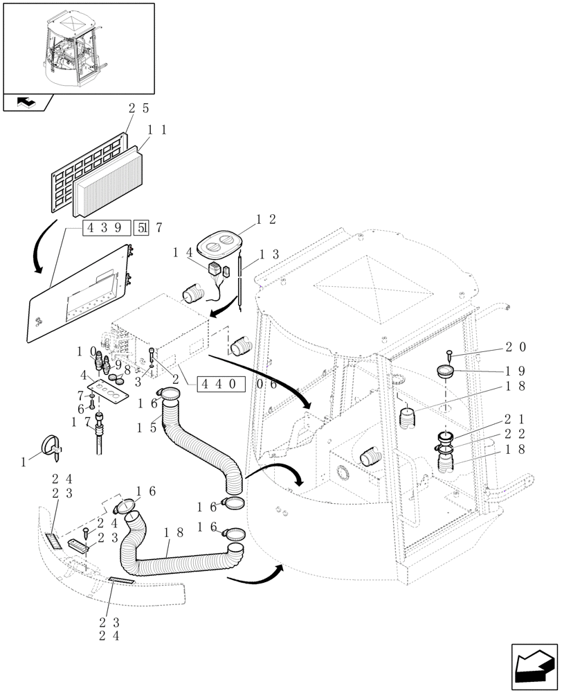 Схема запчастей Case 21E - (440[05]) - CAB: AIR CONDITIONING HARNESS (10) - OPERATORS PLATFORM