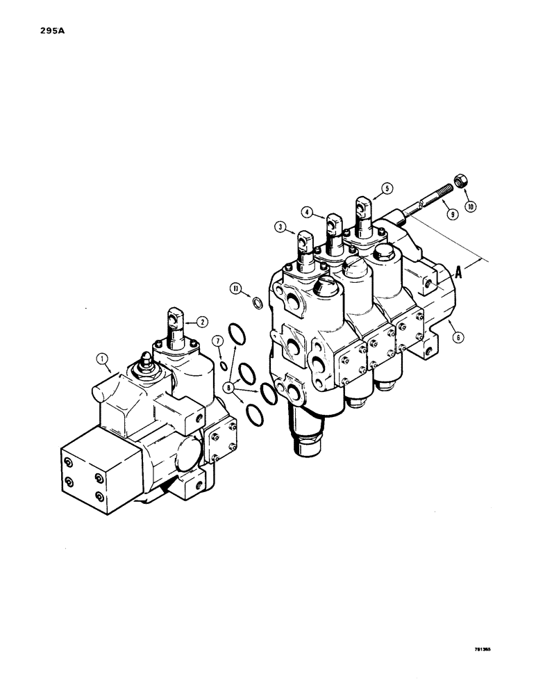 Схема запчастей Case 1450 - (295A) - R34700 4 SPOOL VALVE, TILT DOZER MODELS WITH DUAL PULL BEHIND (08) - HYDRAULICS