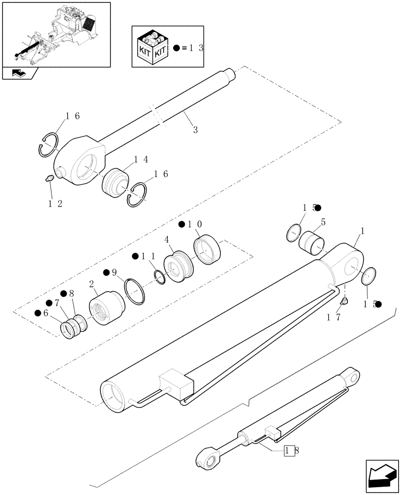 Схема запчастей Case 221E - (1.88.01/02[02]) - TIPPING CYLINDER (09) - LOADER/BACKHOE