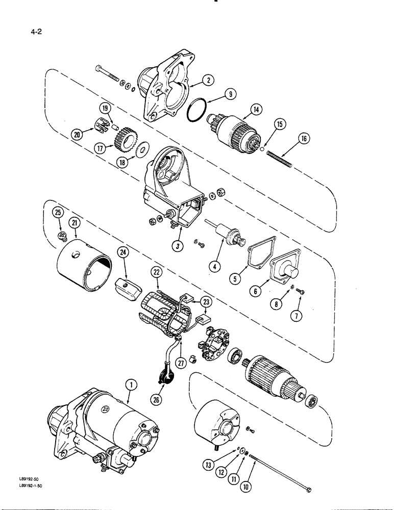 Схема запчастей Case 455C - (4-02) - STARTER (04) - ELECTRICAL SYSTEMS