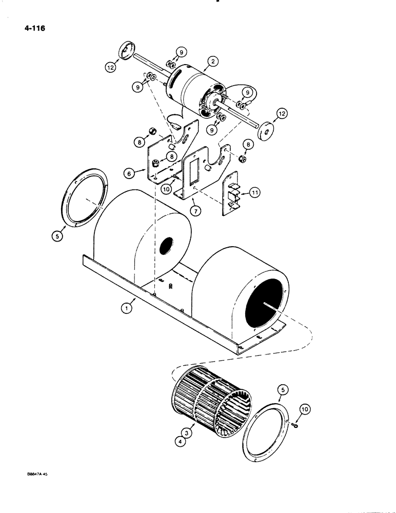 Схема запчастей Case W20C - (4-116) - CAB BLOWER (04) - ELECTRICAL SYSTEMS