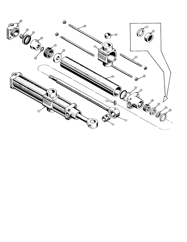 Схема запчастей Case 420BD - (224) - BACKHOE HYDRAULIC SWING CYLINDERS 