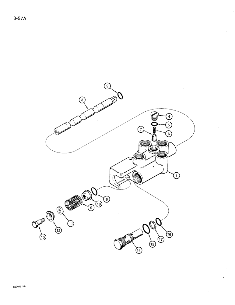 Схема запчастей Case 360 - (8-57A) - HYDRA-BORER CONTROL VALVE - 107110A1 (08) - HYDRAULICS