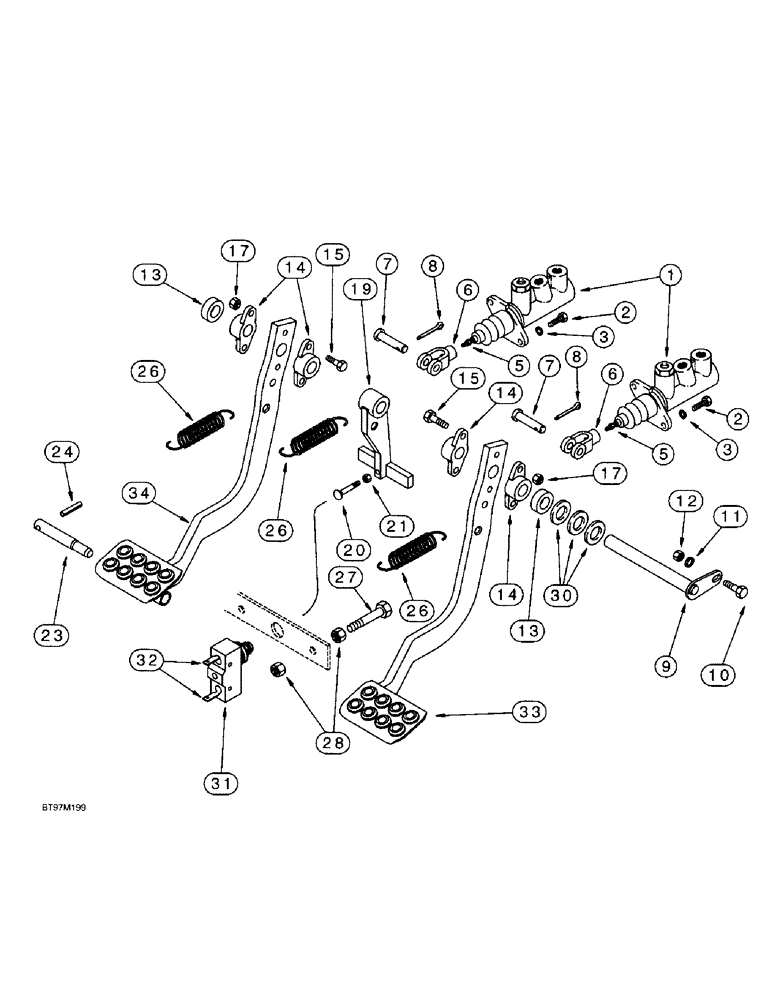 Схема запчастей Case 590SL - (7-06) - BRAKE PEDALS AND BRAKE MASTER CYLINDER MOUNTING (07) - BRAKES