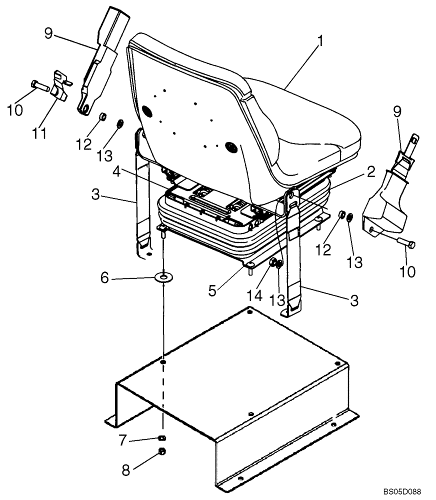 Схема запчастей Case 586G - (09-24A) - SEAT ASSY, SUSPENSION - MOUNTING (SEARS) (09) - CHASSIS