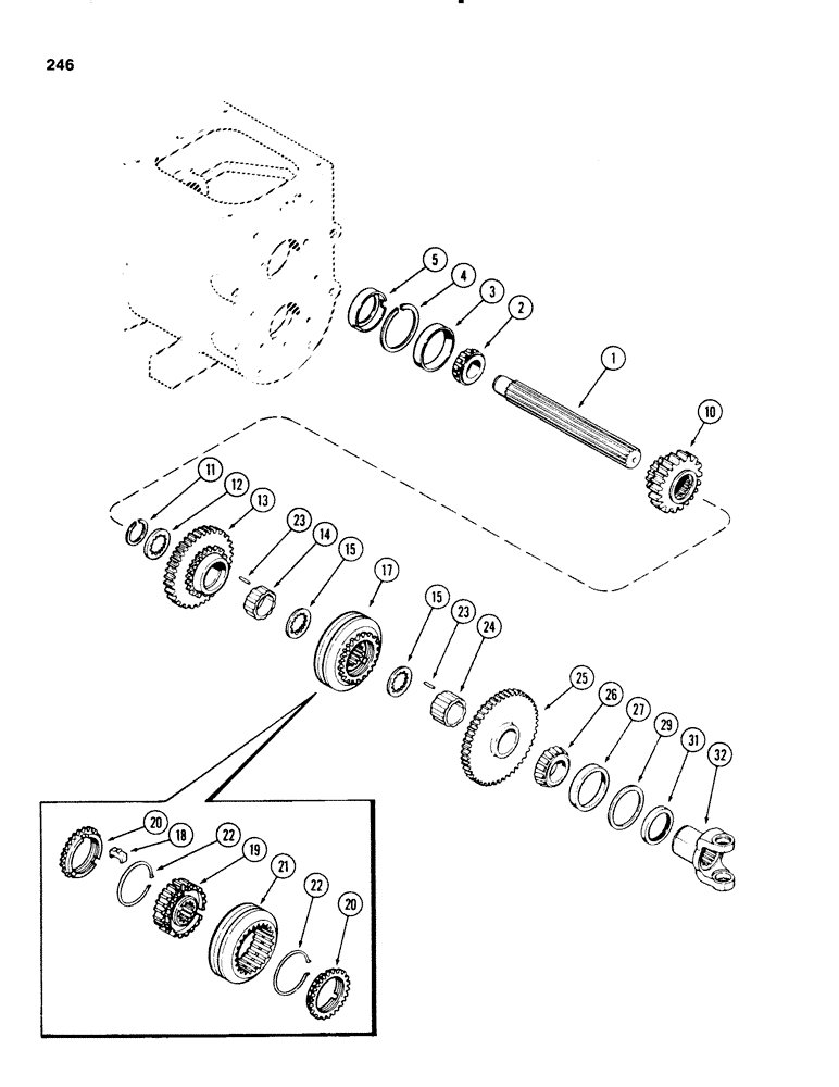 Схема запчастей Case 580SE - (246) - TRANSAXLE MAINSHAFT (06) - POWER TRAIN