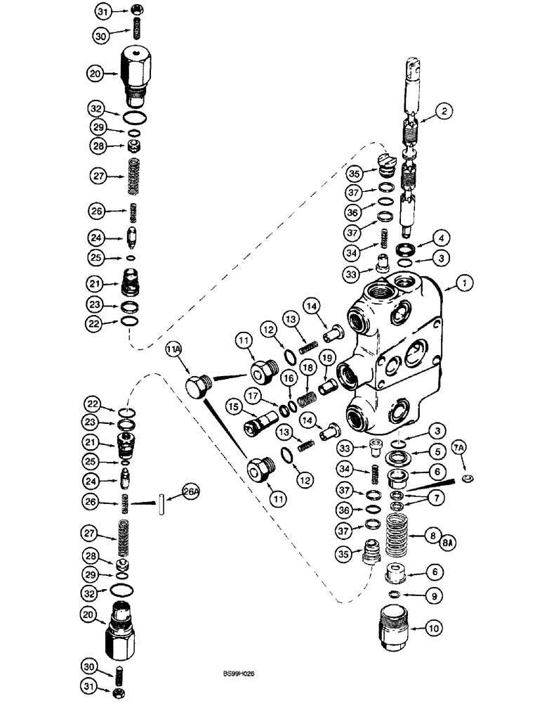 Схема запчастей Case 590SL - (9-05) - BACKHOE CONTROL VALVE, SWING SECTIONS (08) - HYDRAULICS