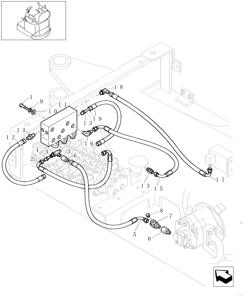 Схема запчастей Case CX16B - (1.080[02A]) - CONTROL LINES, VALVE (35) - HYDRAULIC SYSTEMS