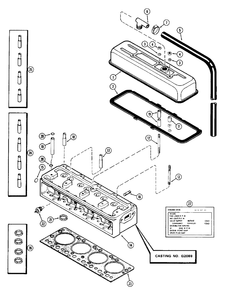 Схема запчастей Case 580B - (056) - CYLINDER HEAD AND COVER, (159) SPARK IGNITION ENGINE (02) - ENGINE