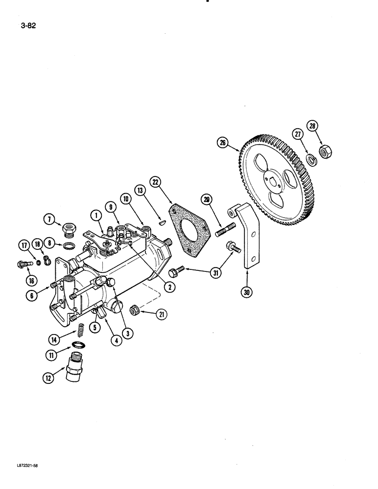 Схема запчастей Case 580K - (03-082) - FUEL INJECTION PUMP AND DRIVE, 4-390 ENGINE, 4T-390 ENGINE (03) - FUEL SYSTEM