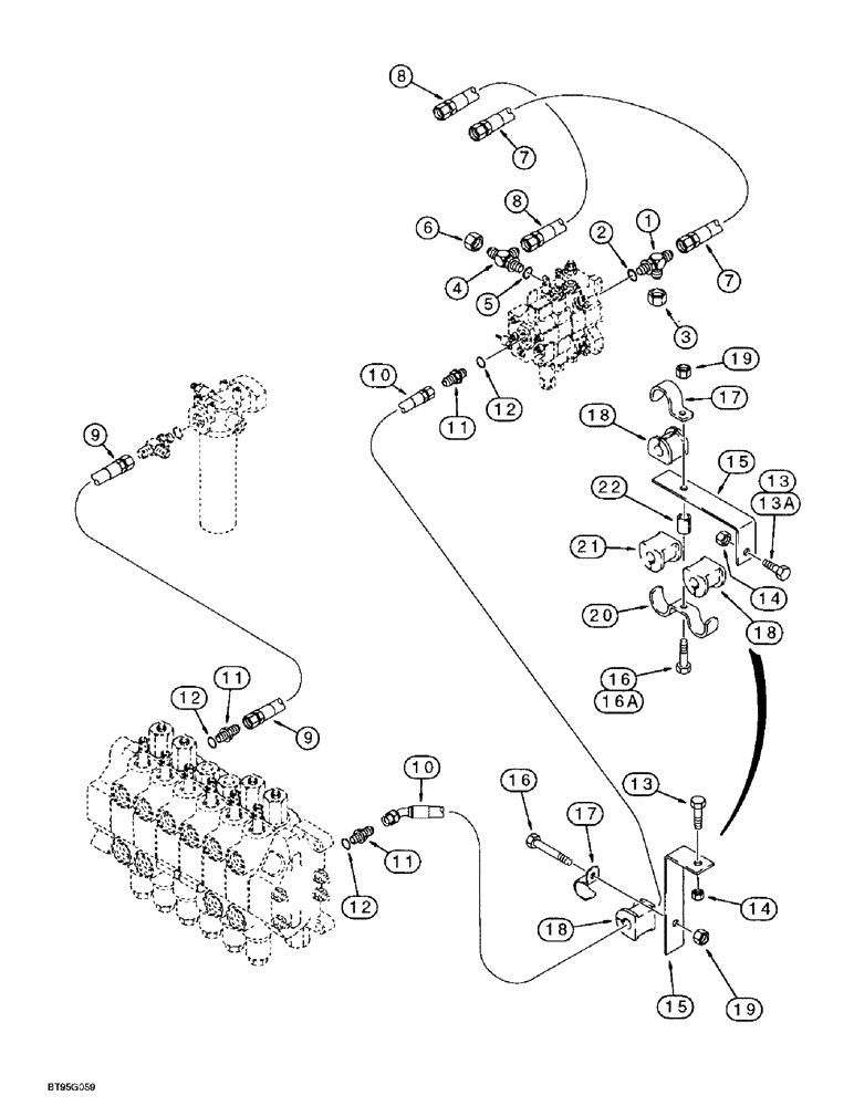 Схема запчастей Case 570LXT - (8-034) - LOADER VALVE TO BACKHOE VALVE HYDRAULIC CIRCUIT (08) - HYDRAULICS