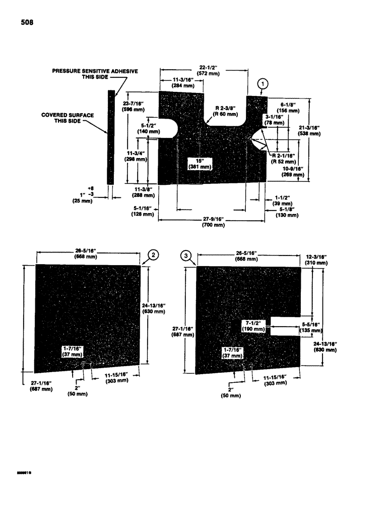 Схема запчастей Case 580D - (508) - HOOD AND SIDE PANEL NOISE REDUCTION PADS (09) - CHASSIS/ATTACHMENTS