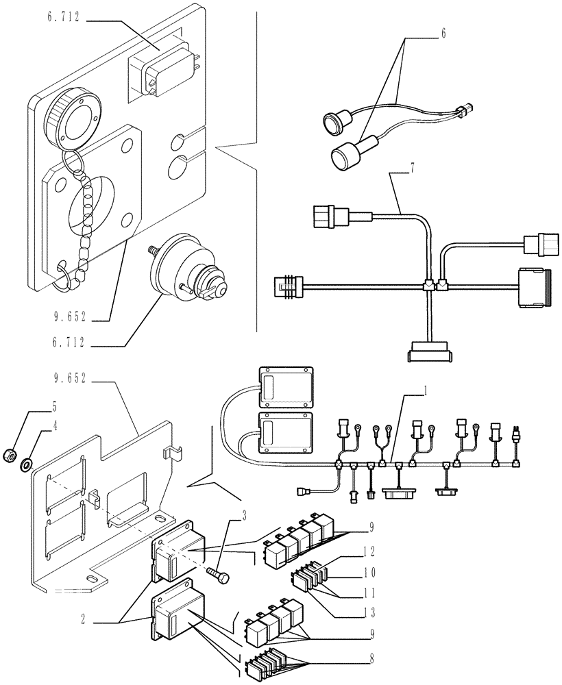 Схема запчастей Case 1850K - (6.711[04]) - ELECTRICAL SYSTEM - ELECTRIC WIRING Electrical System / Decals